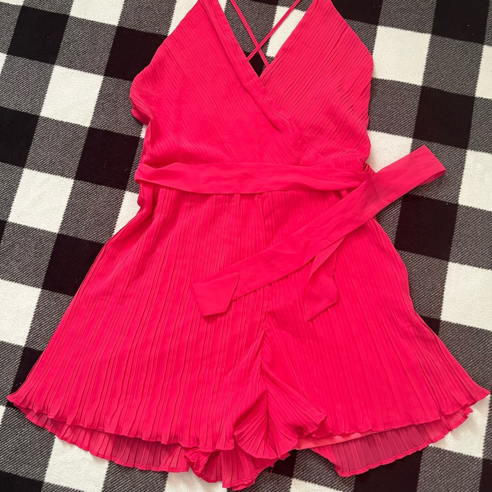 Kids Pink Pleated Romper